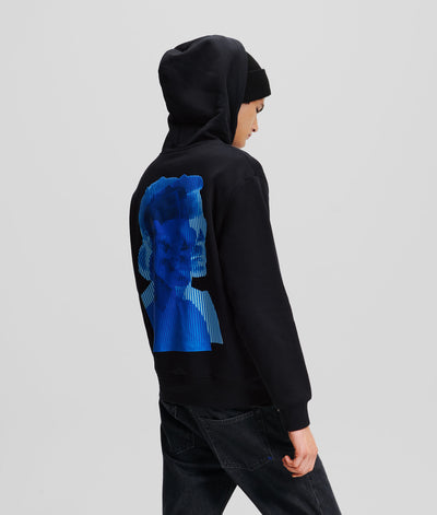 Karl Lagerfeld Print Regular Fit Hoodie | Black