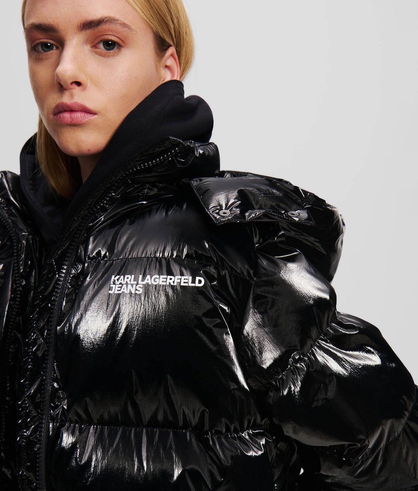 Karl Lagerfeld Pearlized Puffer Jacket | Black