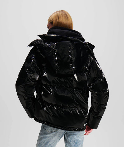 Karl Lagerfeld Pearlized Puffer Jacket | Black