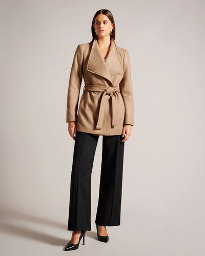 Ted Baker Rosess Wool Wrap Short Coat | Camel