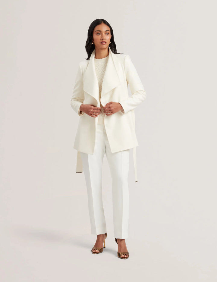 Ted Baker Rosess Short Belted Wool Wrap Coat | Ivory