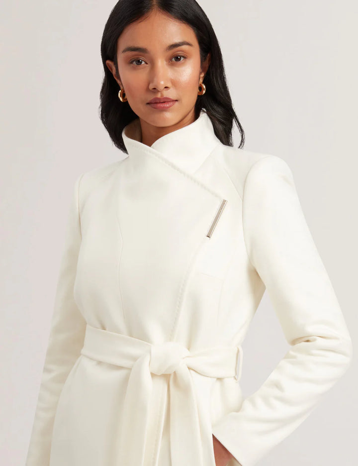 Ted Baker Rosess Short Belted Wool Wrap Coat | Ivory