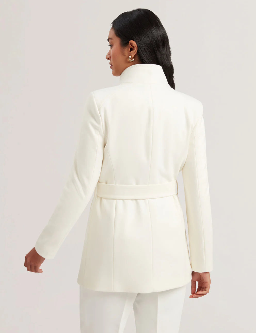 Ted Baker Rosess Short Belted Wool Wrap Coat | Ivory