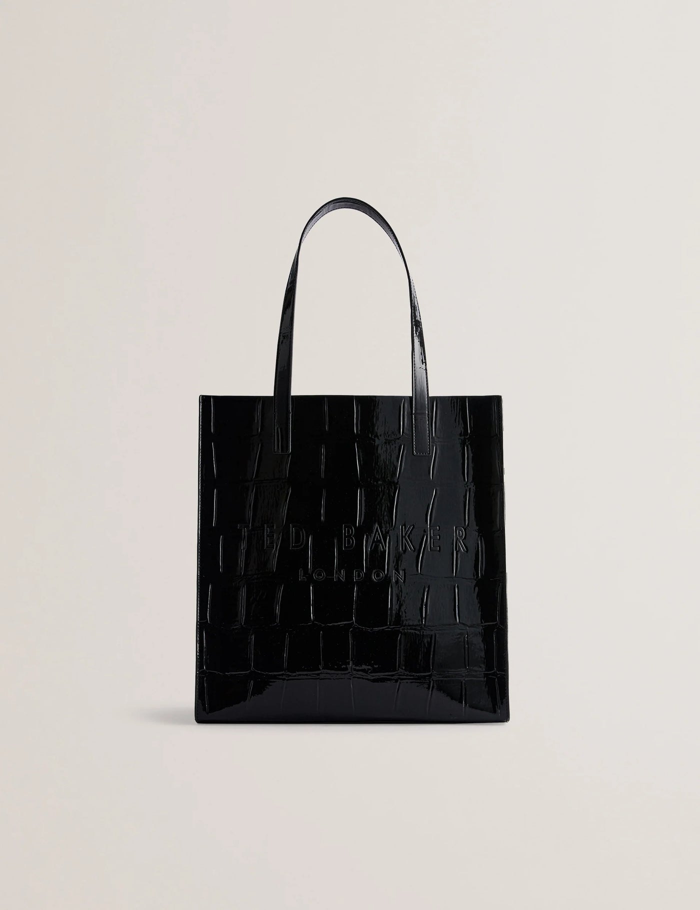 Ted Baker Croccon Large Croc Texture Icon Tote Bag | Jet Black