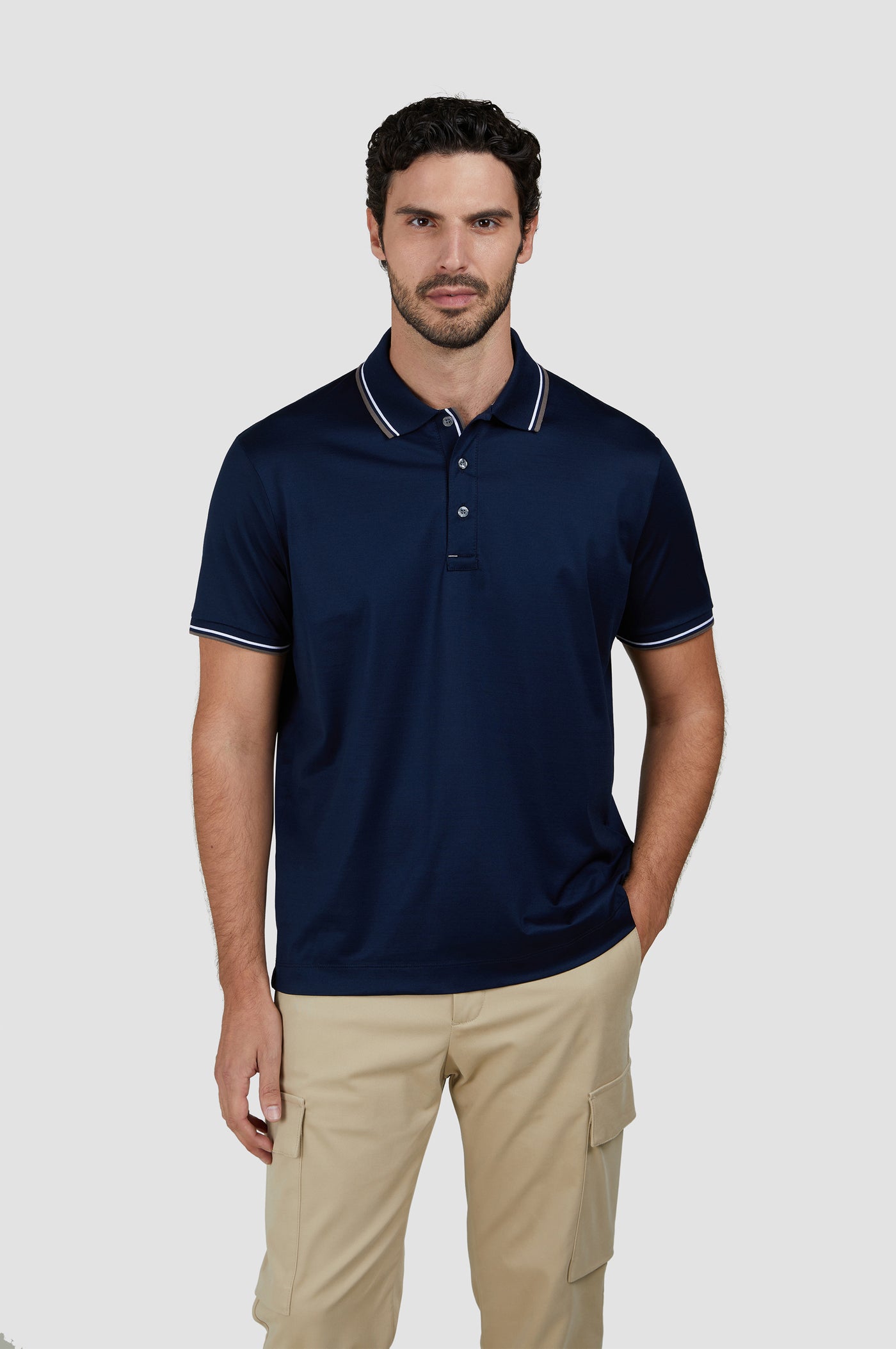 Paul & Shark Double Mercerised Jersey Cotton Polo Shirt | Navy