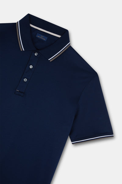 Paul & Shark Double Mercerised Jersey Cotton Polo Shirt | Navy