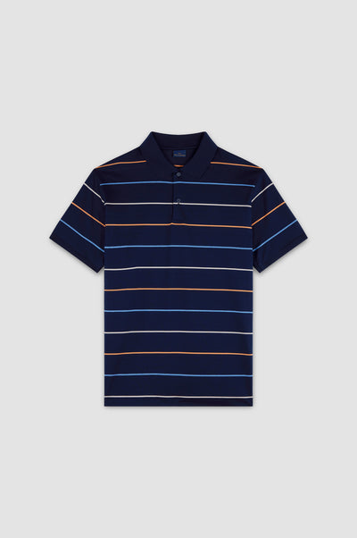 Paul & Shark Double Mercerised Jersey Cotton Polo Shirt | Navy/Multi