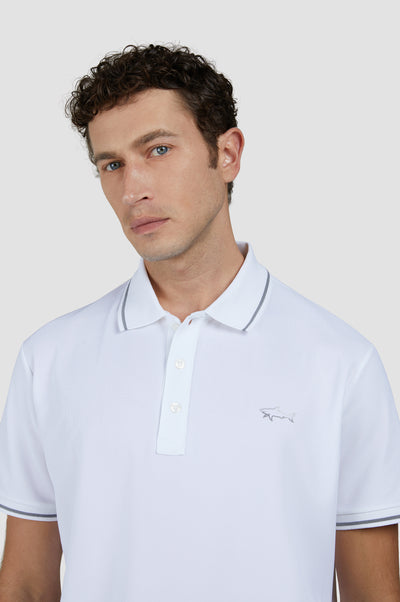 Paul & Shark Printed Shark Seaqual® Yarn Polo Shirt | White