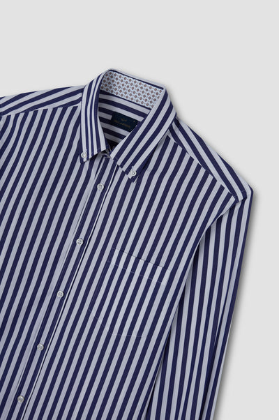 Paul & Shark Soft Touch Cotton Poplin Stripes Shirt | Navy/White