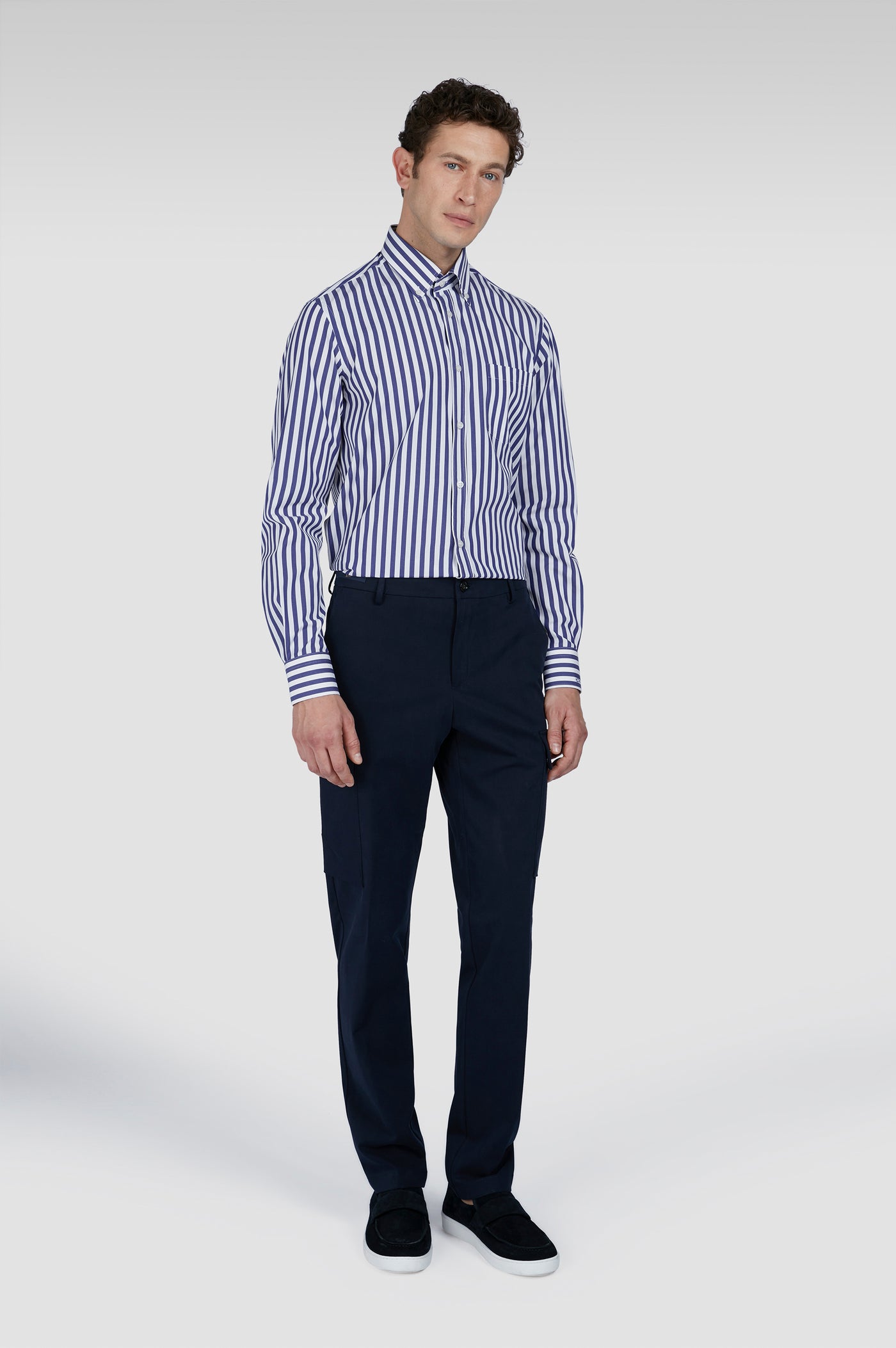 Paul & Shark Soft Touch Cotton Poplin Stripes Shirt | Navy/White