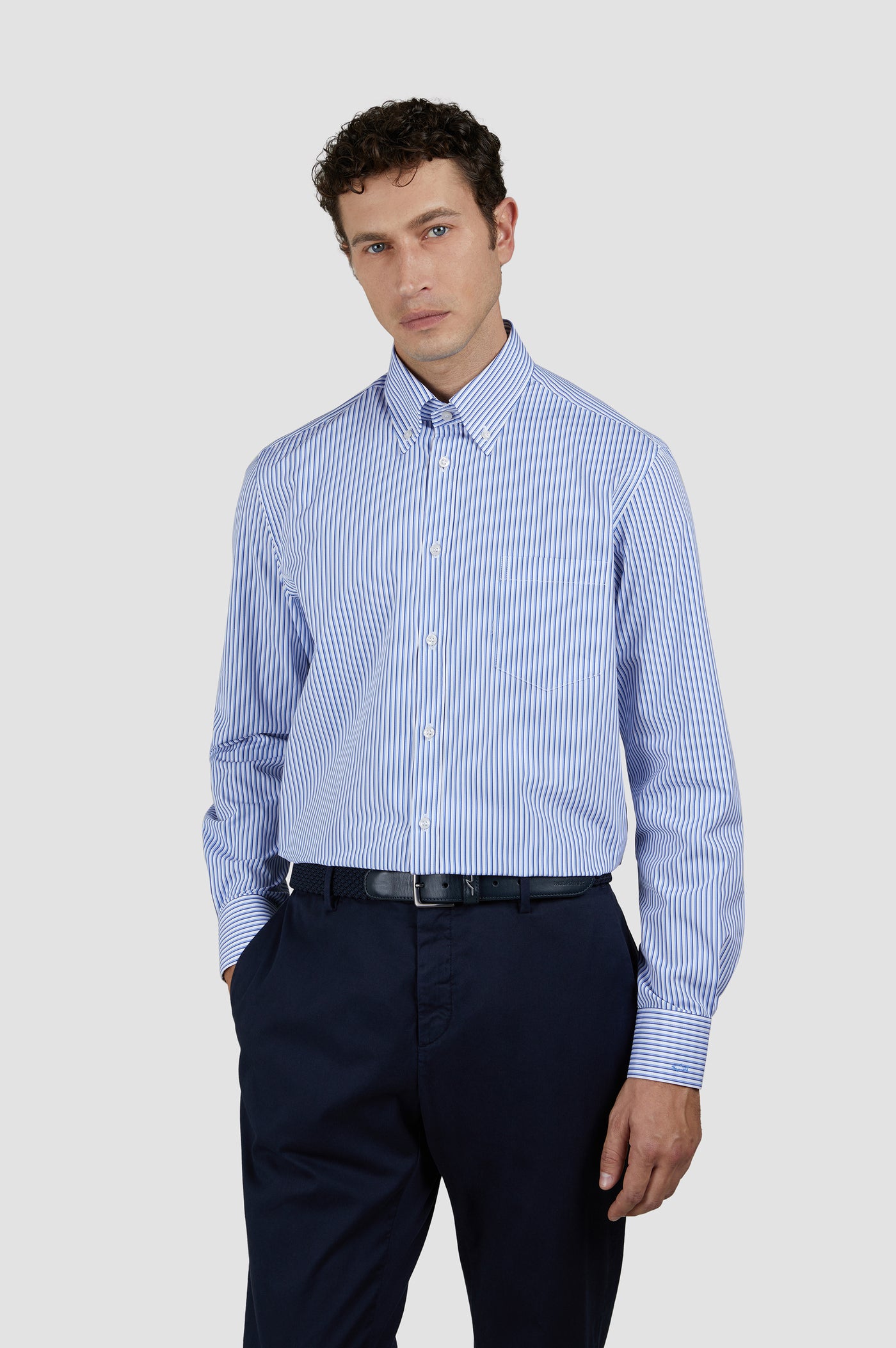 Paul & Shark Soft Touch Cotton Poplin Stripes Shirt | Blue/White