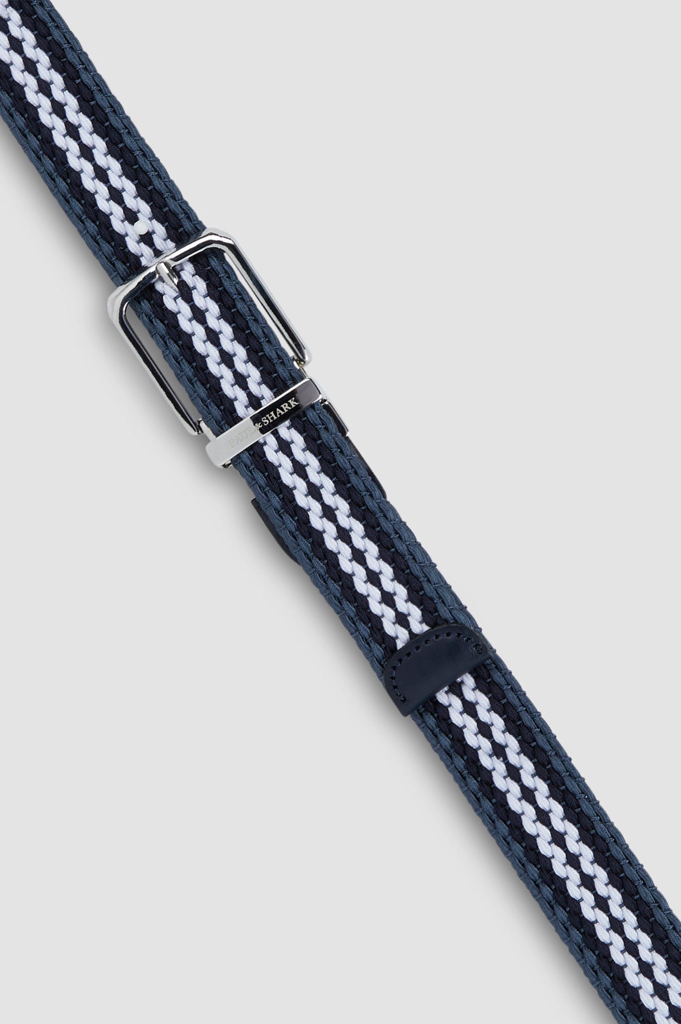 Paul & Shark Leather Elastic Striped Belt | Navy