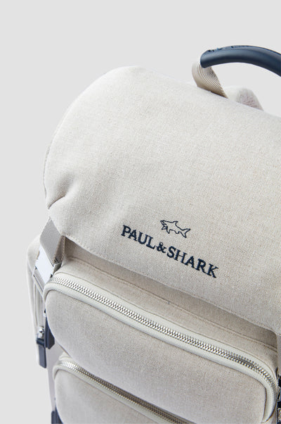 Paul & Shark Canvas Backpack with Leather Trim | Beige