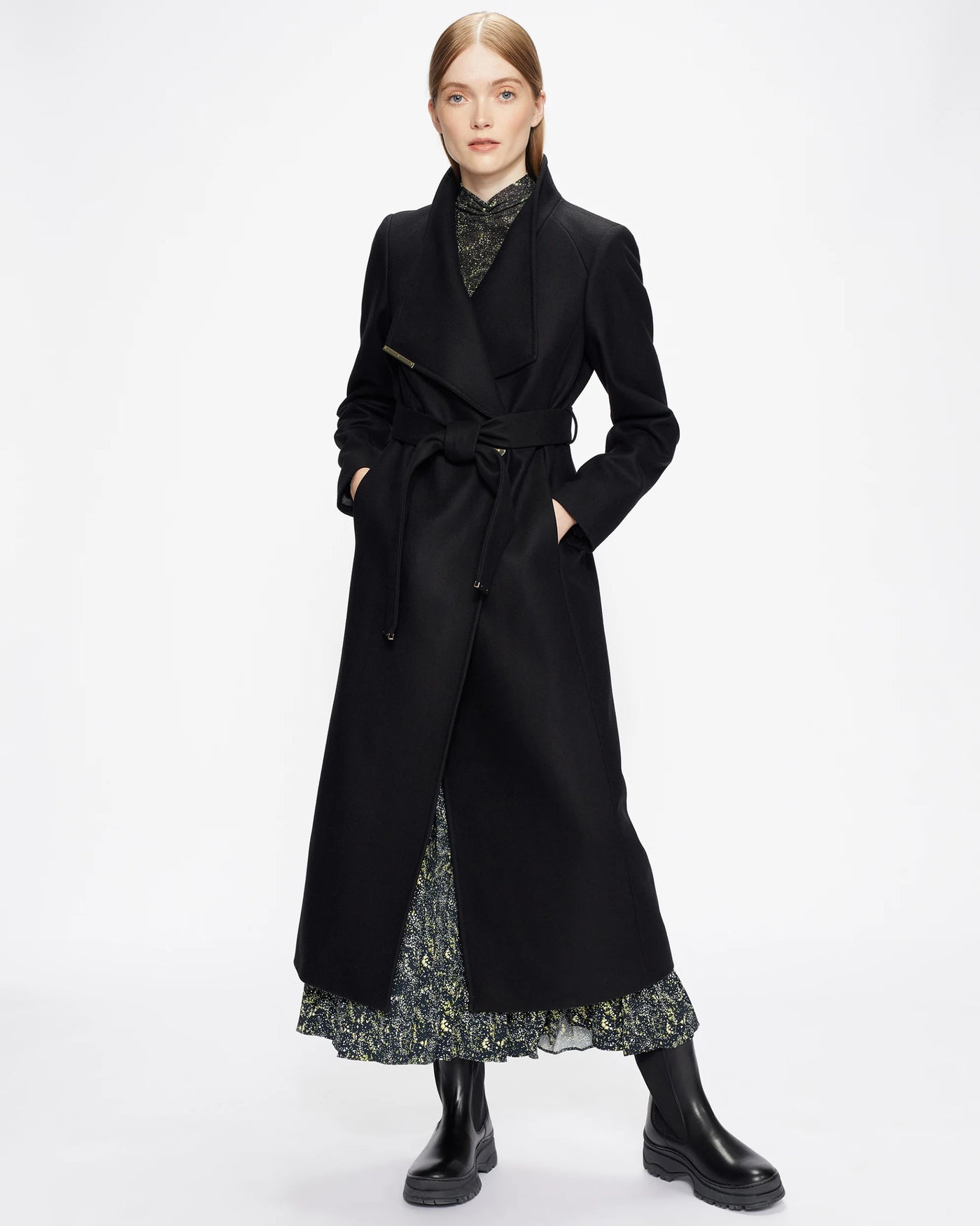 Ted Baker Rosell Wool Wrap Long Coat | Black