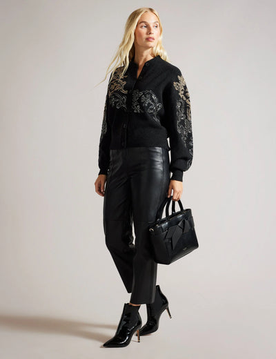 Ted Baker Jimsa Knot Bow Faux Leather Crossbody Tote Bag | Jet Black