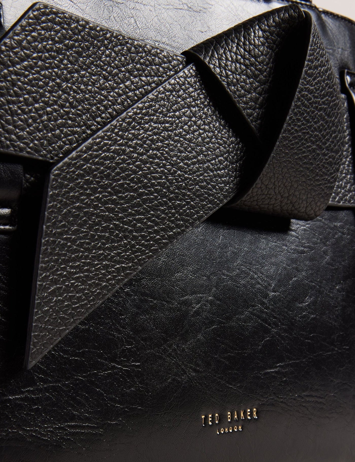 Ted Baker Jimsa Knot Bow Faux Leather Crossbody Tote Bag | Jet Black