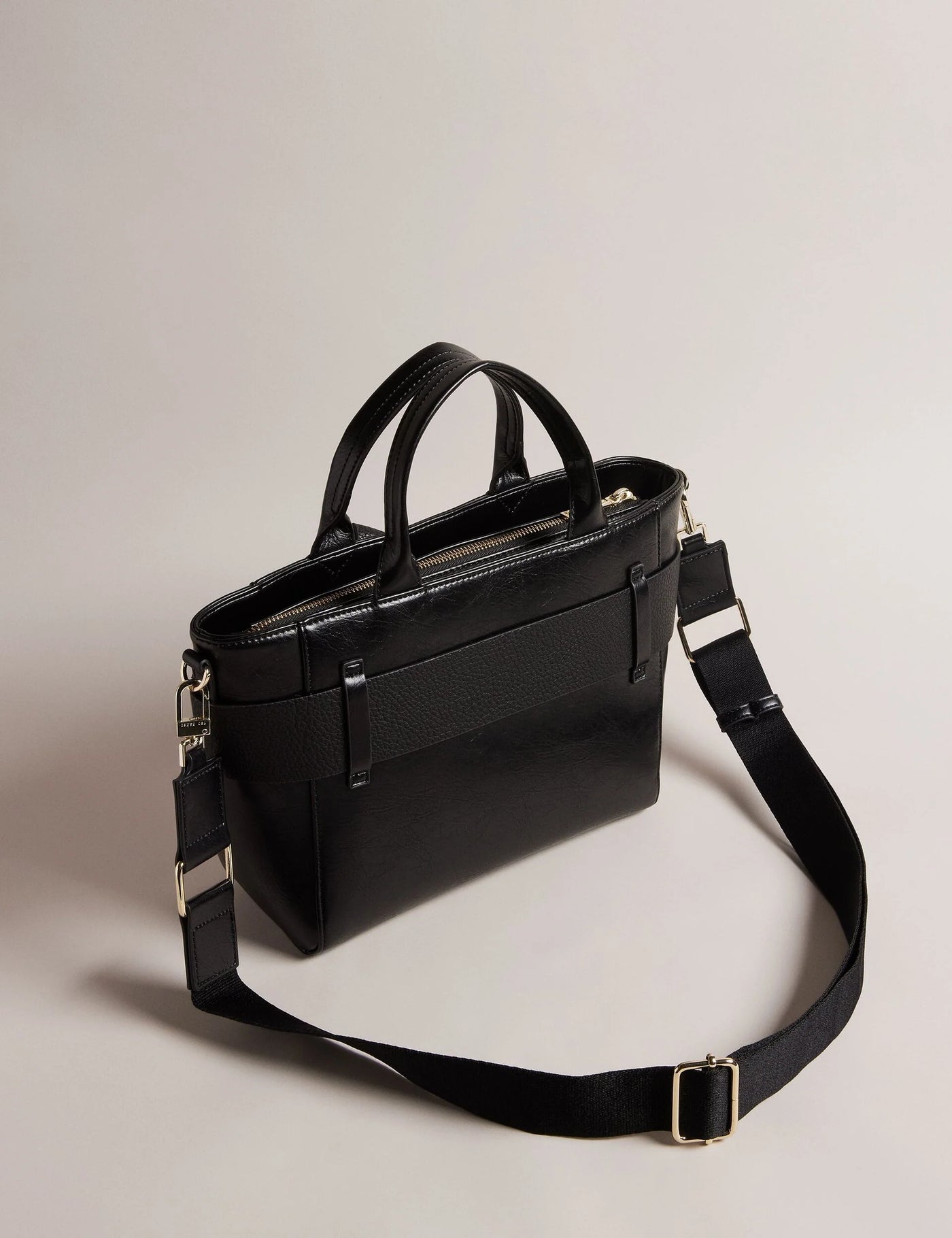 Ted Baker Jimsa Knot Bow Faux Leather Crossbody Tote Bag | Jet Black