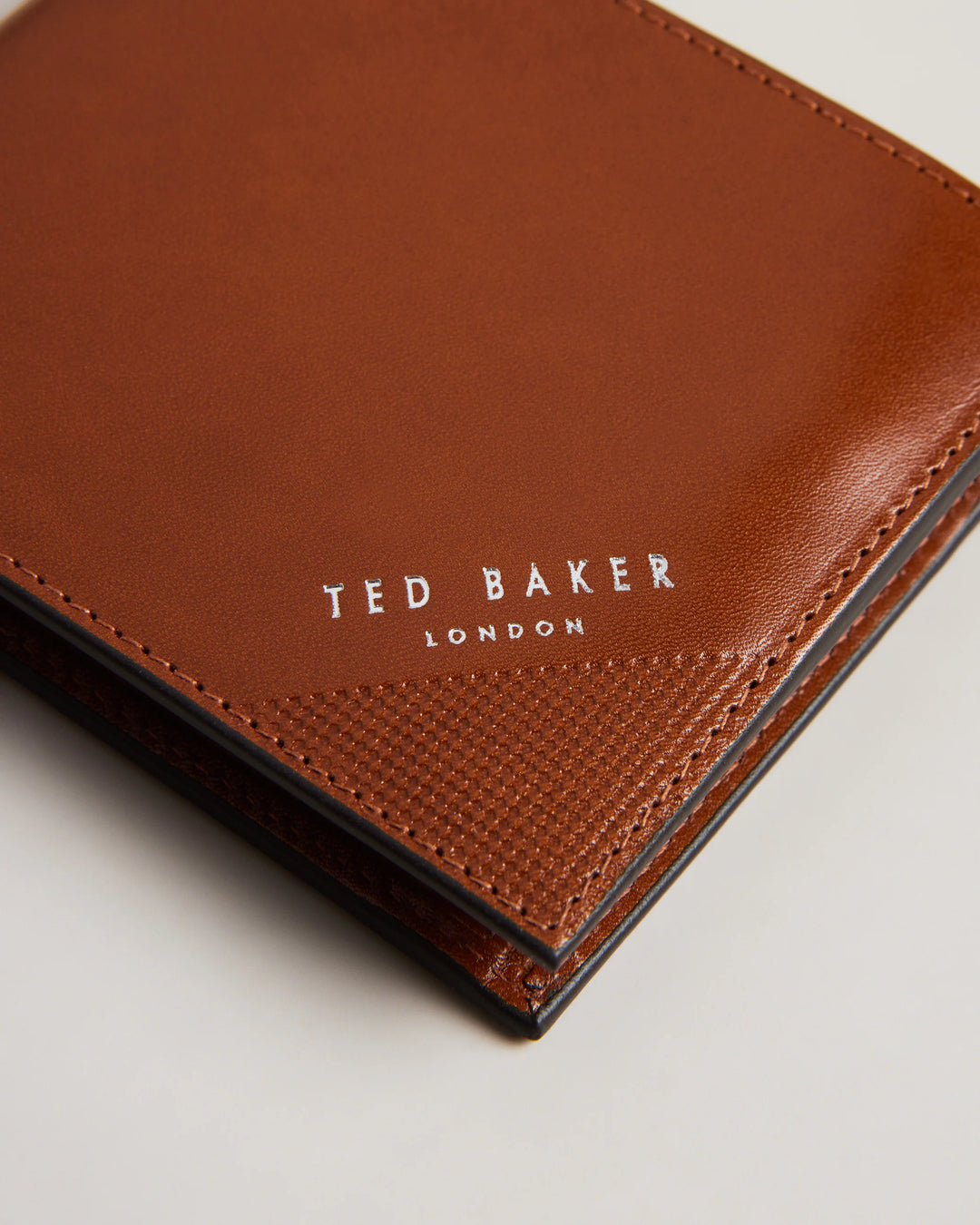 Ted Baker Embossed Corner Leather Coin Wallet | Tan