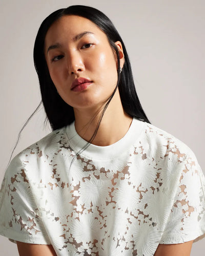 Ted Baker Maralo Floral Lace Relaxed T-Shirt | White