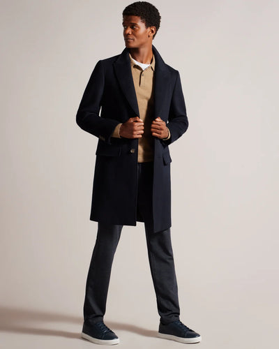 Ted Baker Wilding Wool Blend Overcoat | Navy