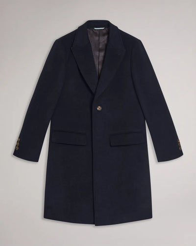 Ted Baker Wilding Wool Blend Overcoat | Navy