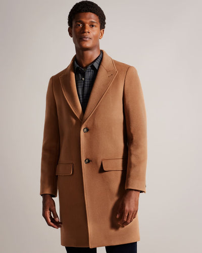 Ted Baker Wilding Wool Blend Overcoat | Tan