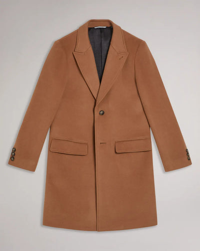 Ted Baker Wilding Wool Blend Overcoat | Tan