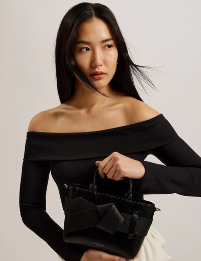Ted Baker Jimisie Mini Knot Bow Faux Leather Tote Bag | Black