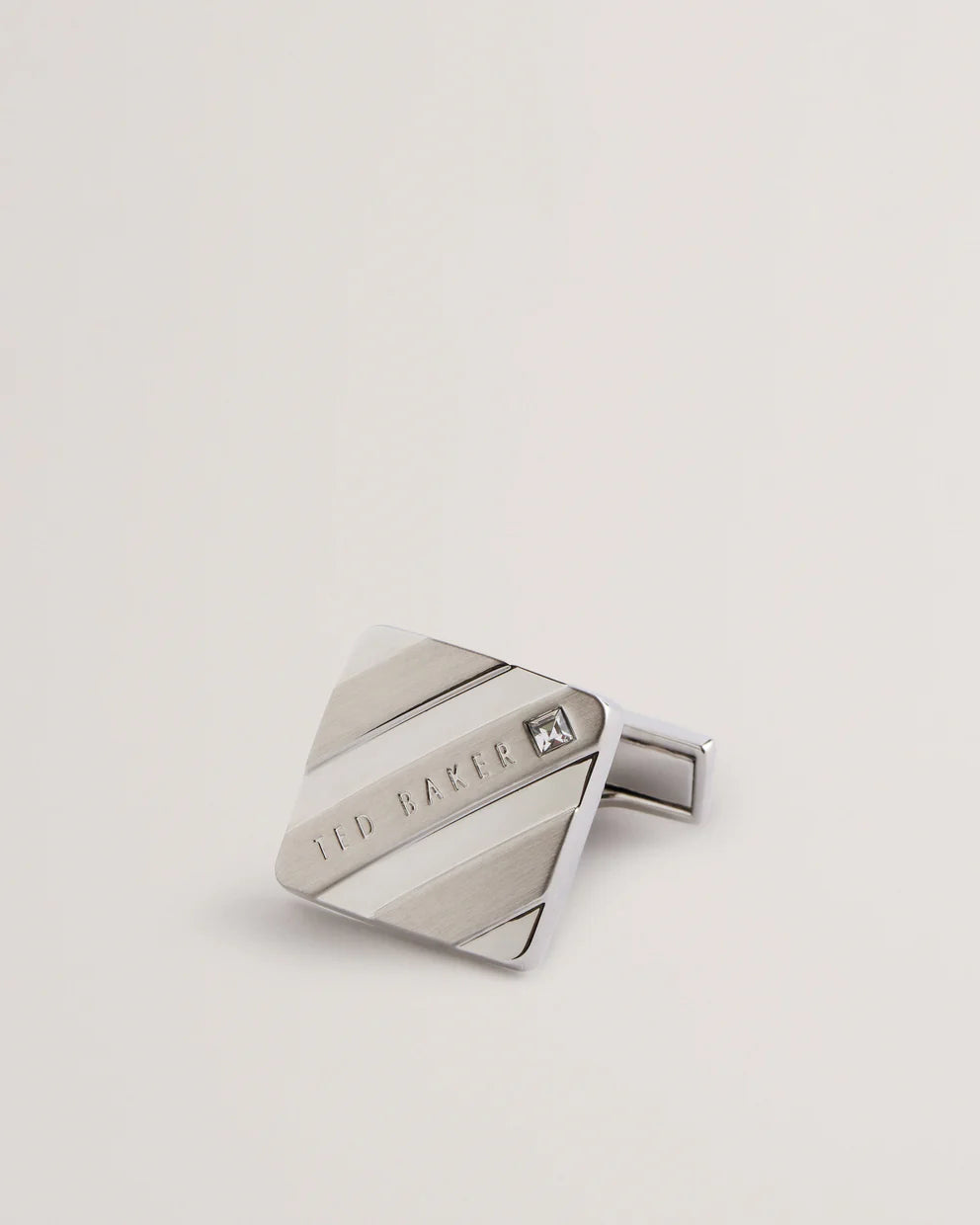 Ted Baker Dillon Striped Branded Cufflinks | Silver