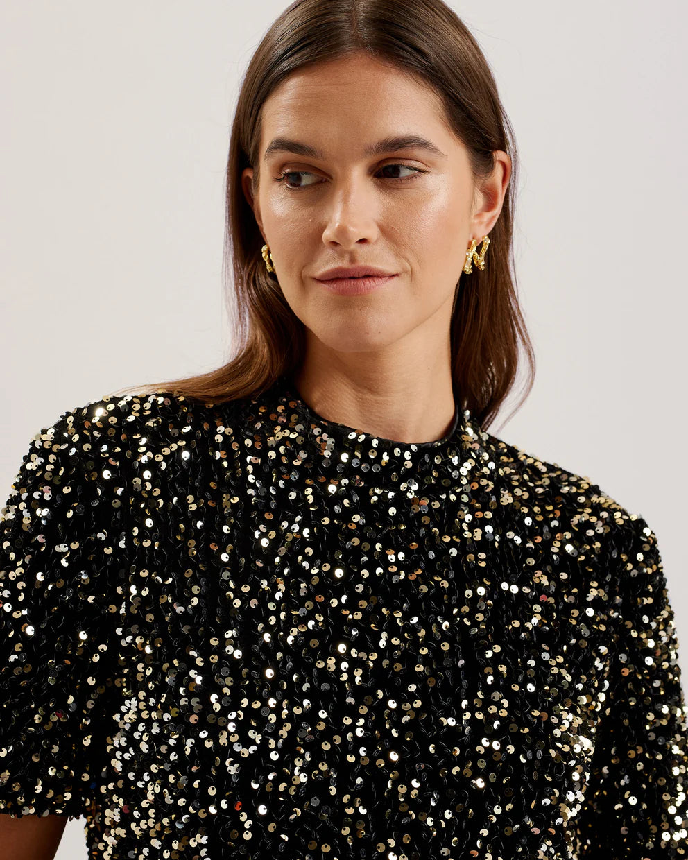 Ted Baker Audriyy Velvet Sequin T-Shirt Mini Dress | Black