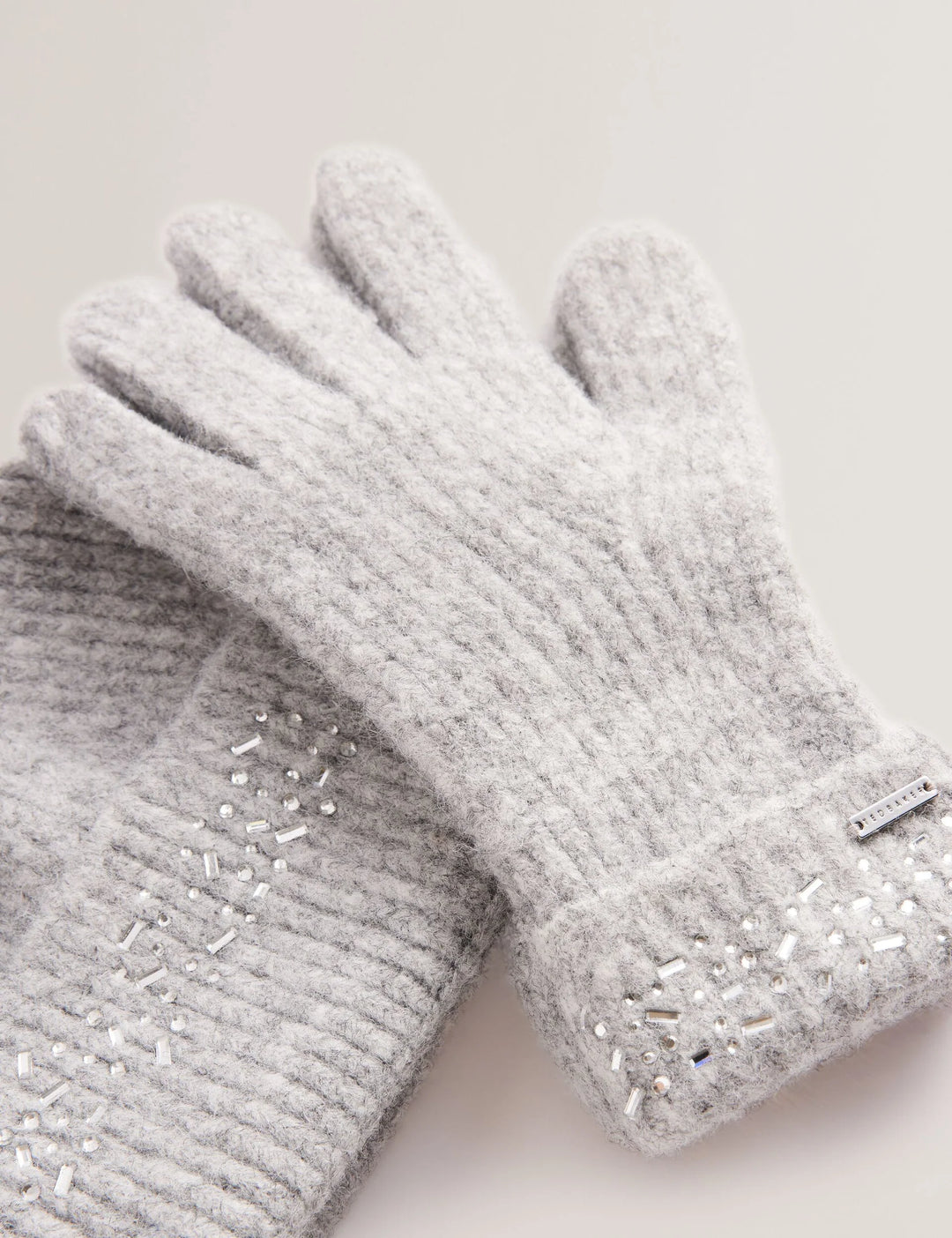 Ted Baker Rhinestone Knitted Hat And Gloves Set | Grey