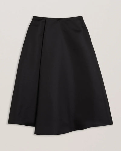 Ted Baker Erva Asymmetric Satin Wrap Midi Skirt | Black