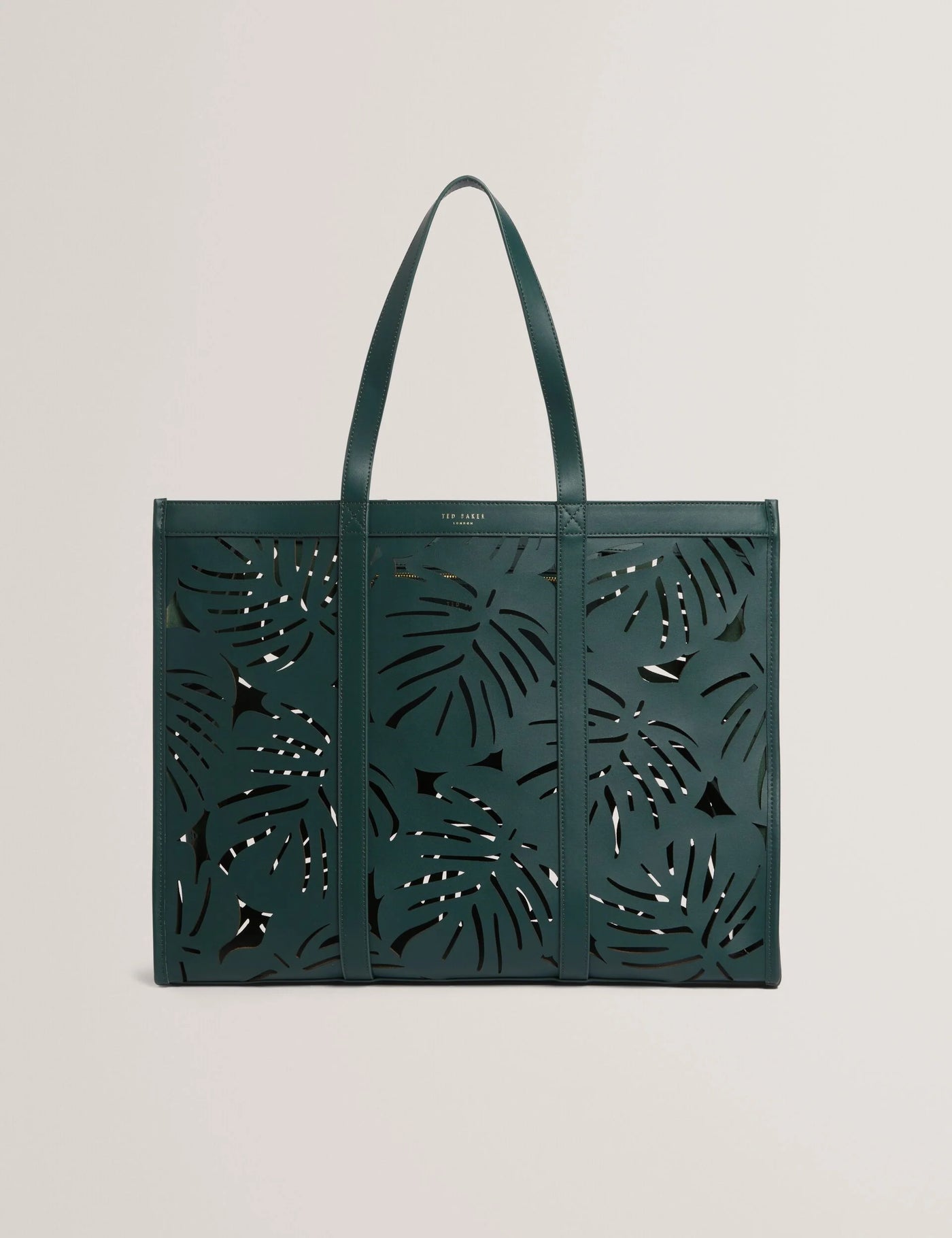 Ted Baker Leiian Leaf Cut Out Wide Leather Tote Bag | Green