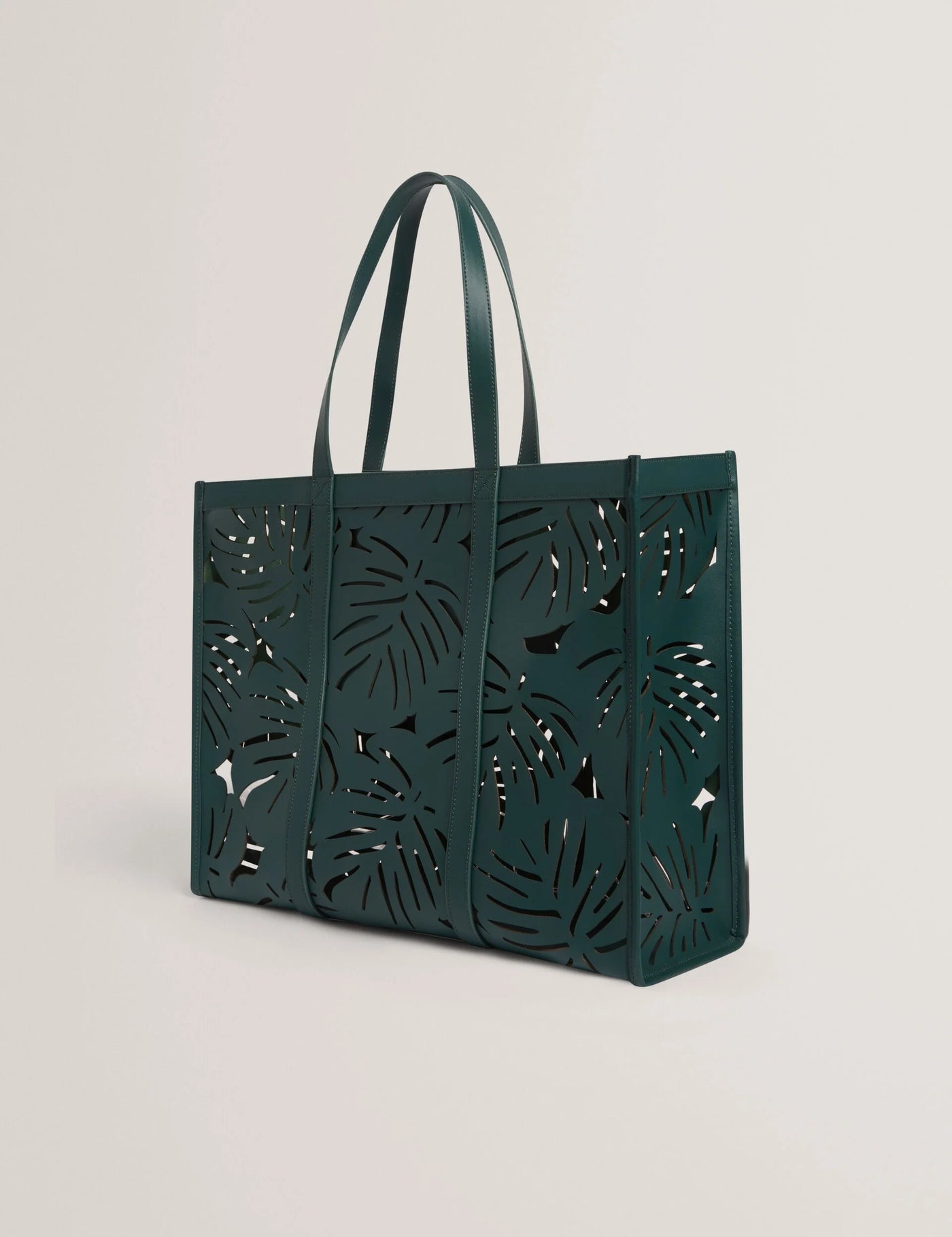 Ted Baker Leiian Leaf Cut Out Wide Leather Tote Bag | Green
