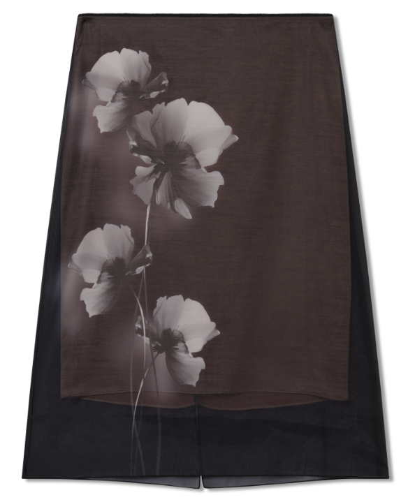 Ted Baker Vieva Printed Organza Overlay Midi Skirt | Black