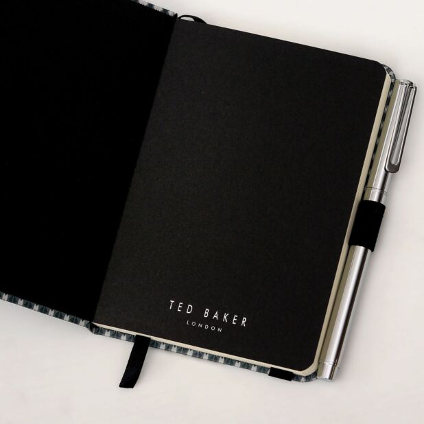 Ted Baker Garald Printed Notebook with Pen | Black