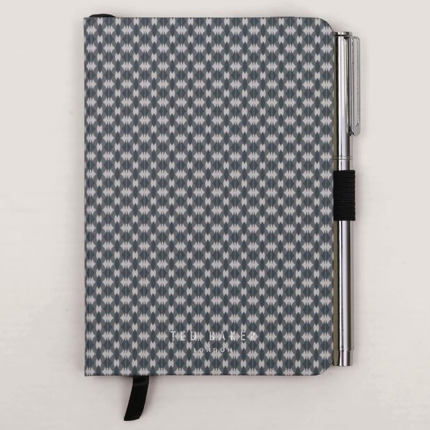 Ted Baker Garald Printed Notebook with Pen | Black