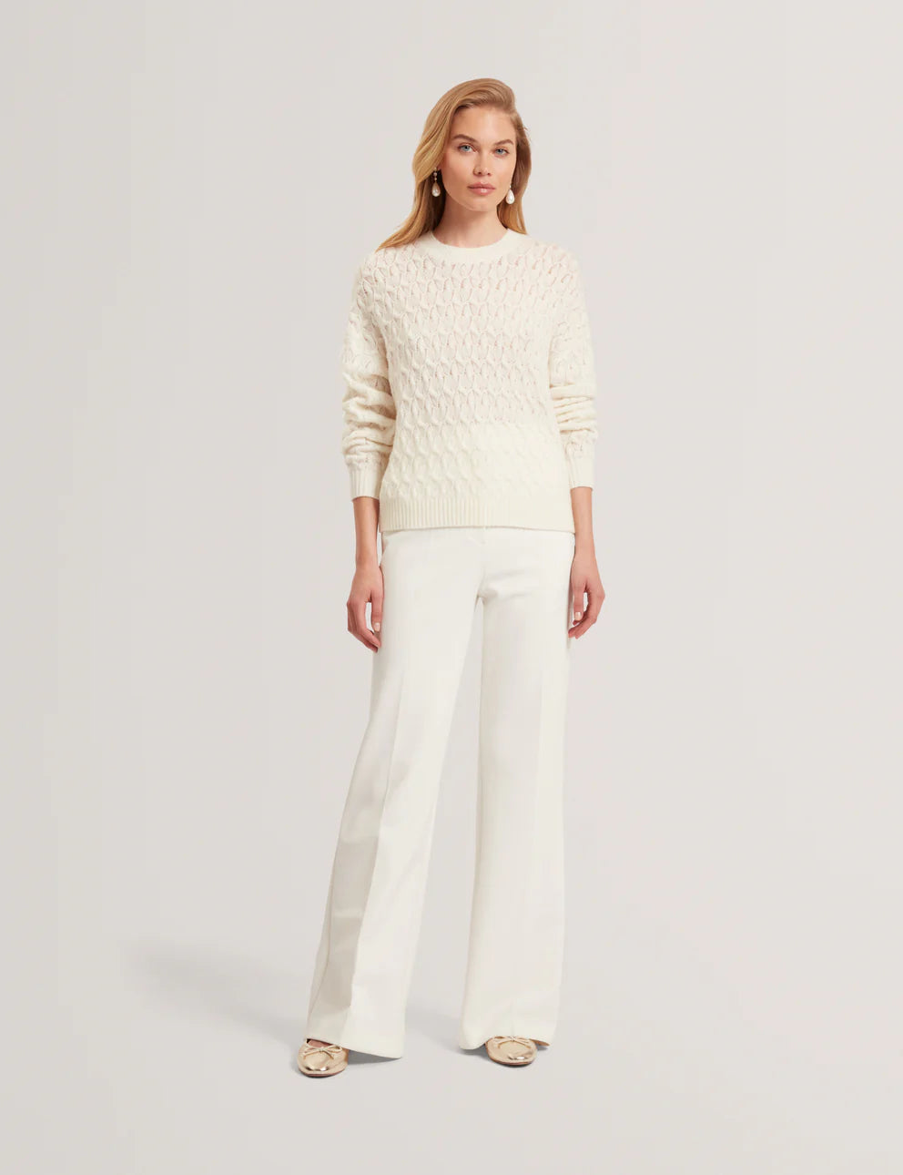 Ted Baker Jocieyy Cable Knit Sweatshirt | Ivory