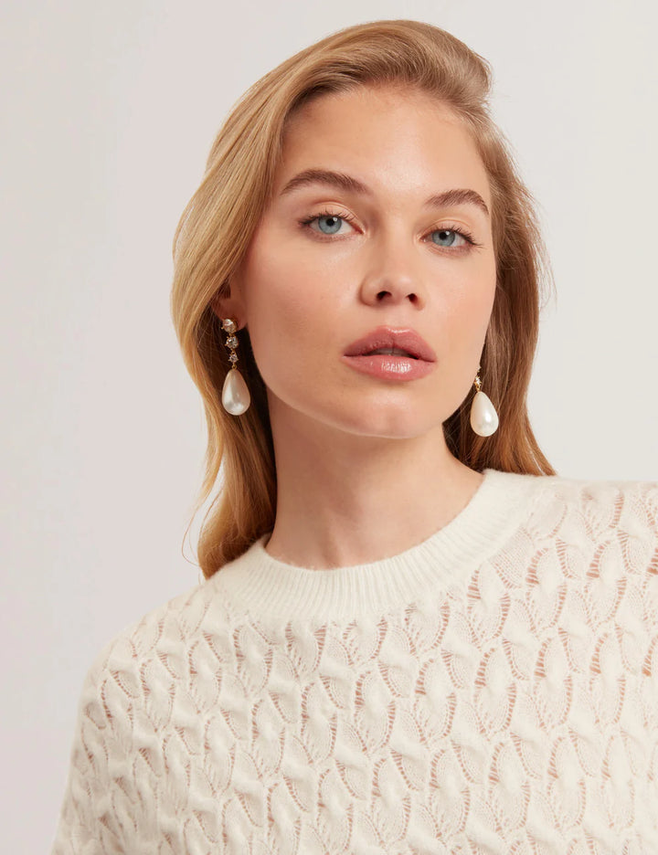 Ted Baker Jocieyy Cable Knit Sweatshirt | Ivory