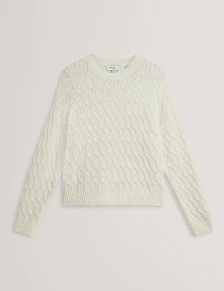Ted Baker Jocieyy Cable Knit Sweatshirt | Ivory