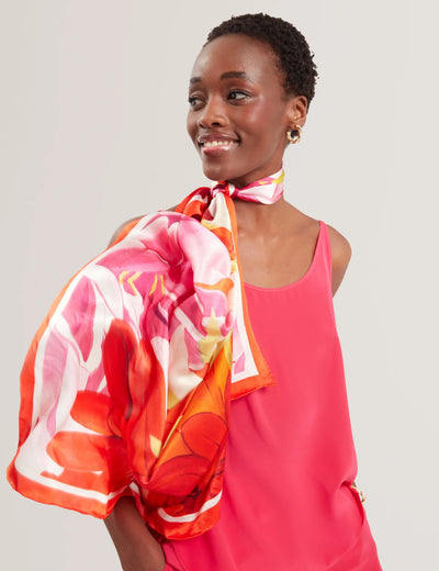 Ted Baker Amadia Floral Bloom Silk Square Scarf | Red