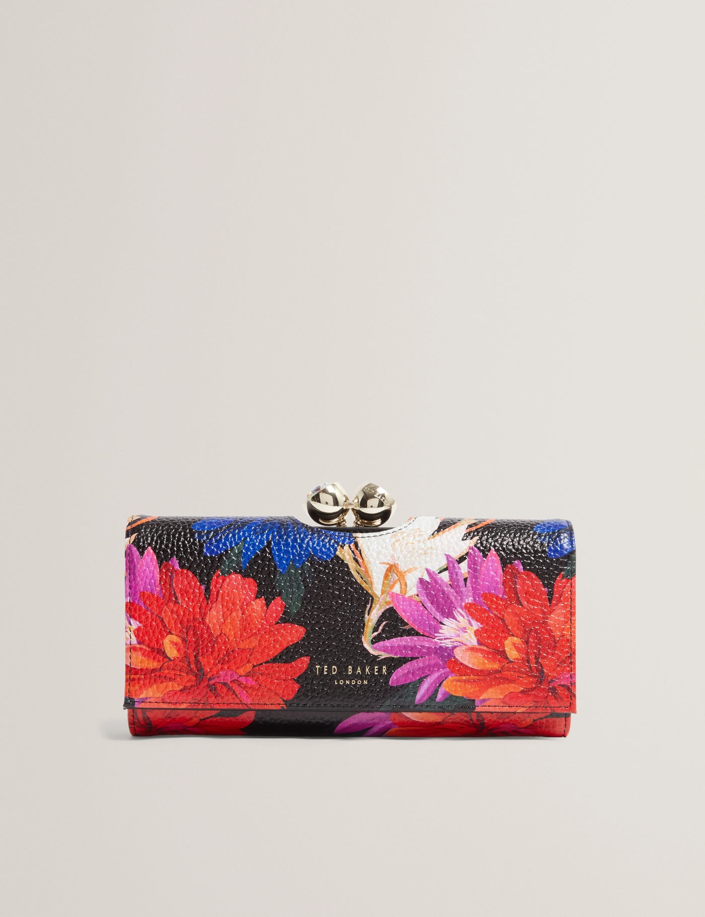 Ted Baker Amaliah Dahlia Print Large Leather Bobble Purse | Black