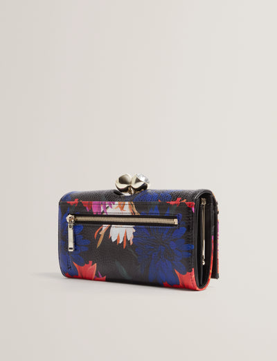 Ted Baker Amaliah Dahlia Print Large Leather Bobble Purse | Black
