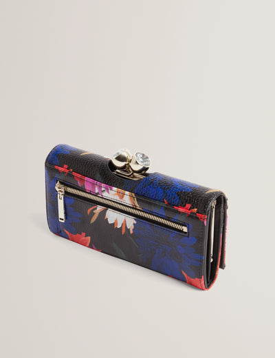 Ted Baker Amaliah Dahlia Print Large Leather Bobble Purse | Black