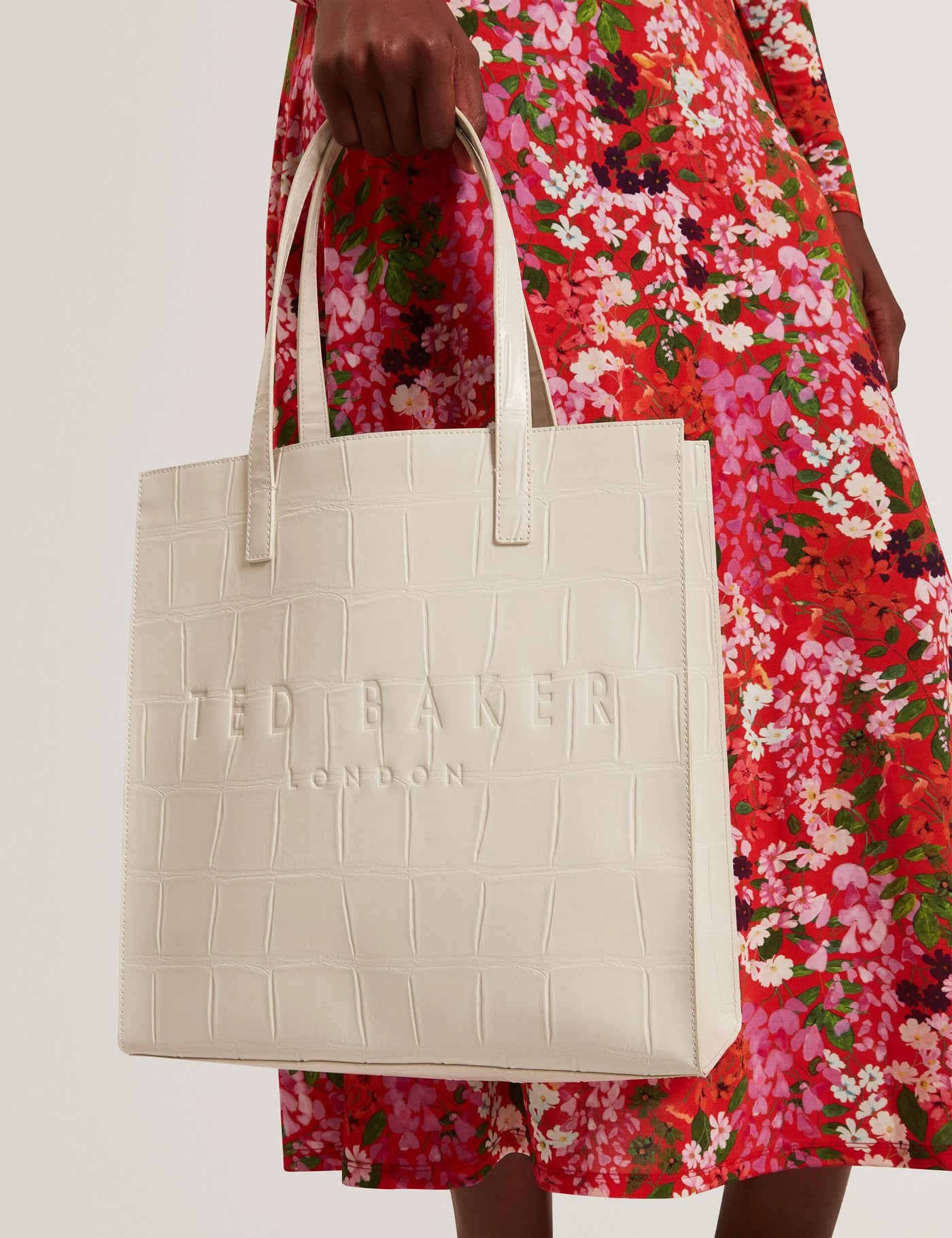 Ted Baker Croccon Large Croc Texture Icon Tote Bag | Ivory
