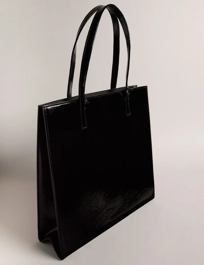 Ted Baker Crinkon Large Crinkle Faux Leather Icon Tote Bag | Black