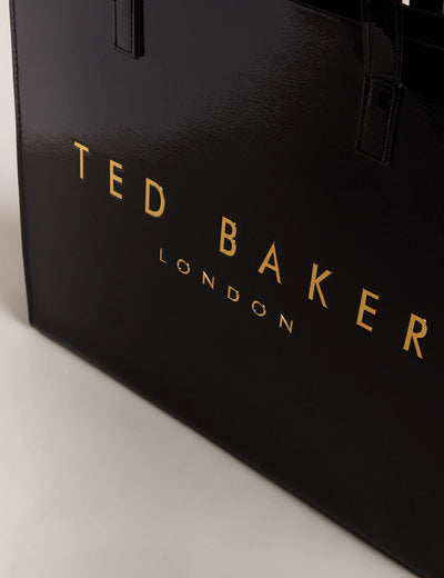 Ted Baker Crinkon Large Crinkle Faux Leather Icon Tote Bag | Black