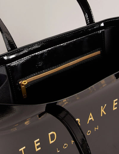 Ted Baker Crinkon Large Crinkle Faux Leather Icon Tote Bag | Black
