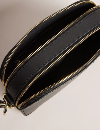 Ted Baker Darcelo Leather Double Zip Crossbody Camera Bag | Jet Black