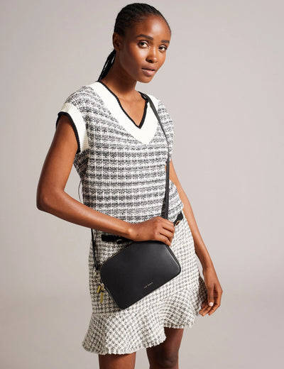 Ted Baker Darcelo Leather Double Zip Crossbody Camera Bag | Jet Black